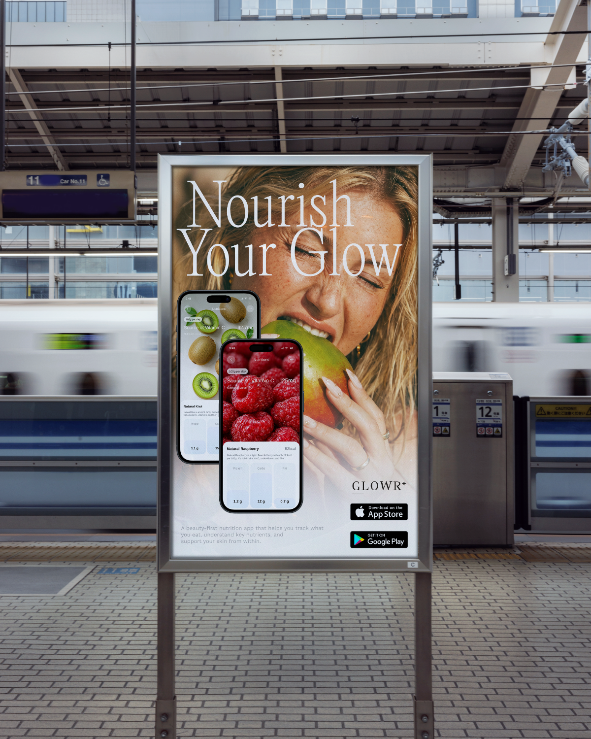 App billboard in a subway station